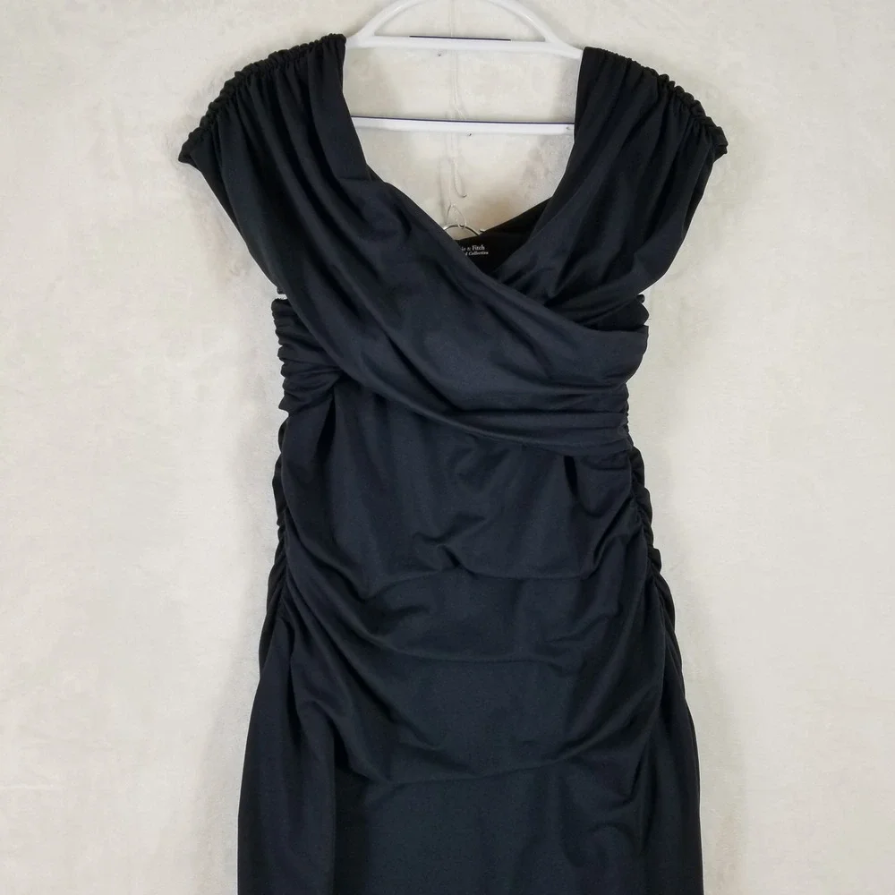 Abercrombie & Fitch Black Ruched Surplice Modal Blend Maxi Dress XLT Tall Womens